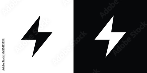 Thunder bolt icon collection. Black and white filled vector illustration.