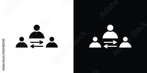 Third party icon collection. Black and white filled vector illustration.