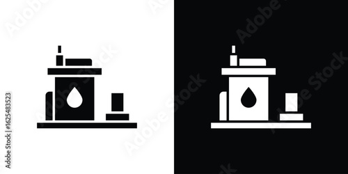 Sump pump icon collection. Black and white filled vector illustration.