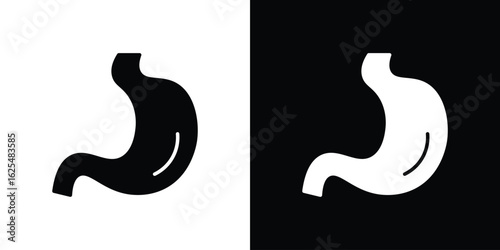 Stomach icon collection. Black and white filled vector illustration.