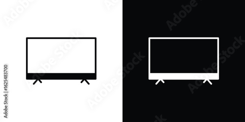 smart Television icon collection. Black and white filled vector illustration.