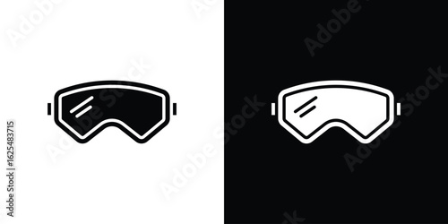 Ski goggles icon collection. Black and white filled vector illustration.