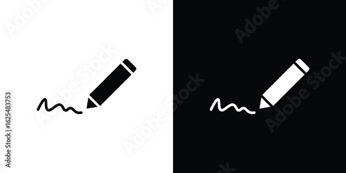 Signature icon collection. Black and white filled vector illustration.