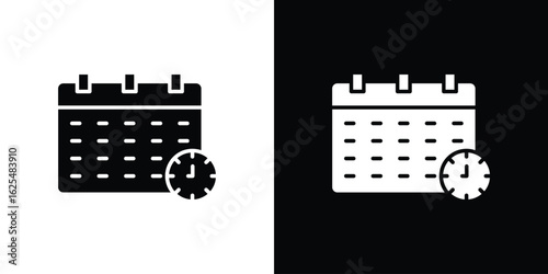 Schedule icon collection. Black and white filled vector illustration.