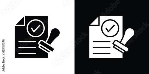 Permit icon collection. Black and white filled vector illustration.