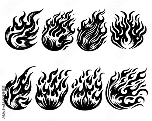Fire icon vector set.fire flames set  Flames symbols set flat style vector.
