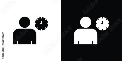 Office hours icon collection. Black and white filled vector illustration.