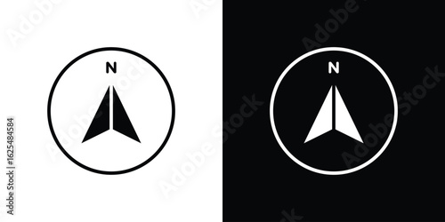 North icon collection. Black and white filled vector illustration.