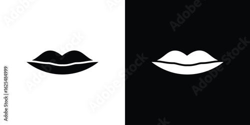 Lips icon collection. Black and white filled vector illustration.