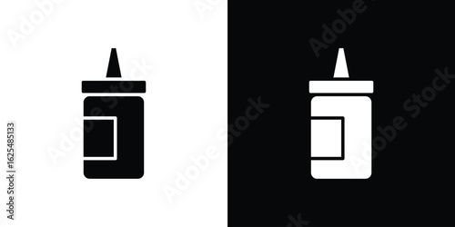 Ketchup icon collection. Black and white filled vector illustration.