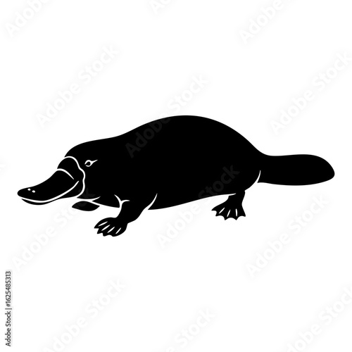 Vector art of black silhouette of a platypus isolated on transparent background