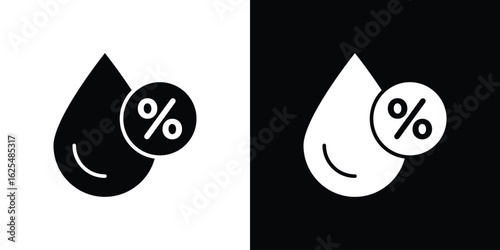 Humidity icon collection. Black and white filled vector illustration.