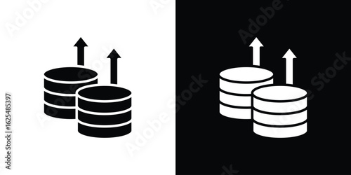 High revenue icon collection. Black and white filled vector illustration.