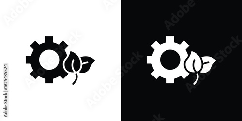 Green technology icon collection. Black and white filled vector illustration.