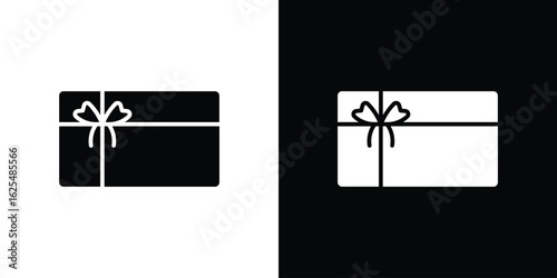 Gift card icon collection. Black and white filled vector illustration.