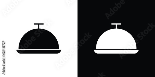 Food tray icon collection. Black and white filled vector illustration.