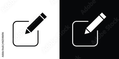 Edit text icon collection. Black and white filled vector illustration.