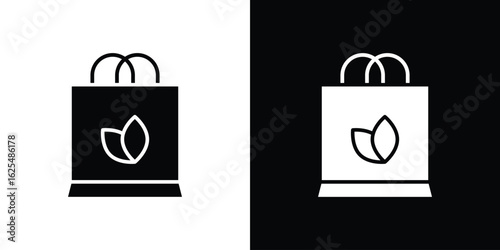 Eco bag icon collection. Black and white filled vector illustration.