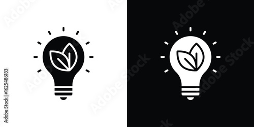 ECO Energy icon collection. Black and white filled vector illustration.