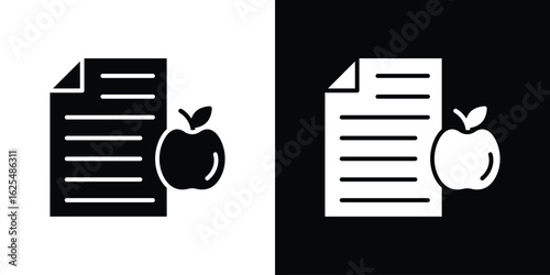 Diet plan icon collection. Black and white filled vector illustration.