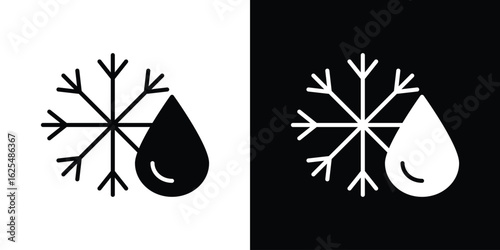 Defrost icon collection. Black and white filled vector illustration.