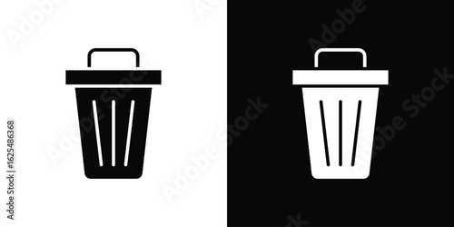Delete icon collection. Black and white filled vector illustration.