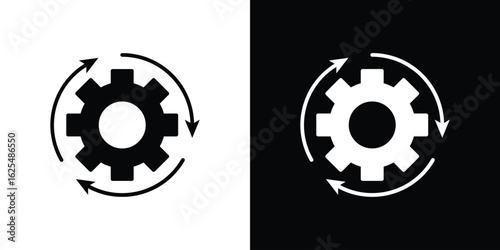 Continuous changes icon collection. Black and white filled vector illustration.