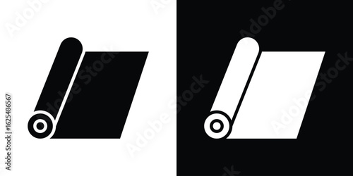 Construction film roll icon collection. Black and white filled vector illustration.