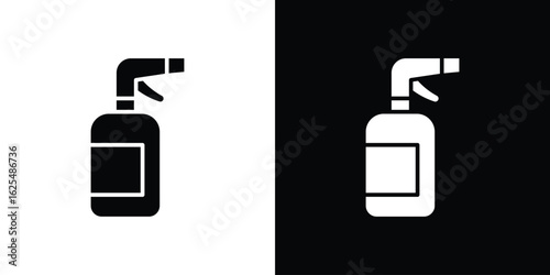 Cleaning spray icon collection. Black and white filled vector illustration.