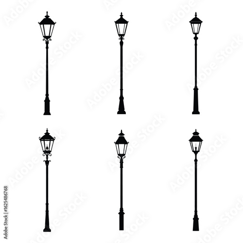  Victorian-Style Lamppost Silhouettes, Lamppost png