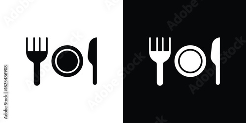 Canteen icon collection. Black and white filled vector illustration.
