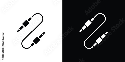 Audio Cable icon collection. Black and white filled vector illustration.