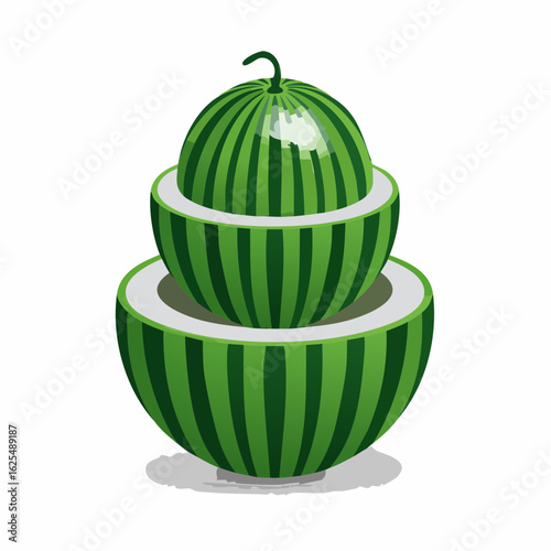 Vibrant stacked watermelon illustration, symbolizing fresh, healthy fruit and a refreshing summer dessert. This design concept highlights natural sweetness and nutritional well-being.