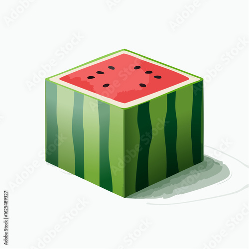 Cube-Shaped Watermelon Illustration A Novel Approach to Summer Fruit Design and Presentation
