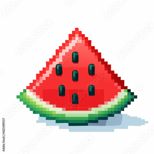 Pixel Art Watermelon Slice Summer Fruit Digital Illustration