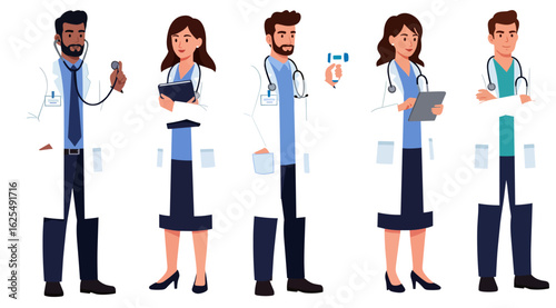 Multiracial Group of Doctors in Scrubs