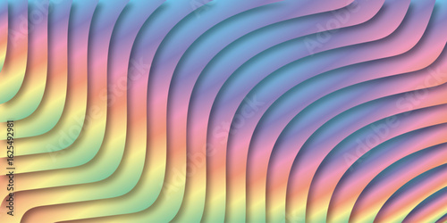 Abstract pastel rainbow wave background with subtle shadow and gradient effect ideal for graphic design and creative projects