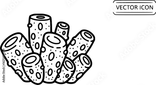 Fossil sponge porous structure outline vector
