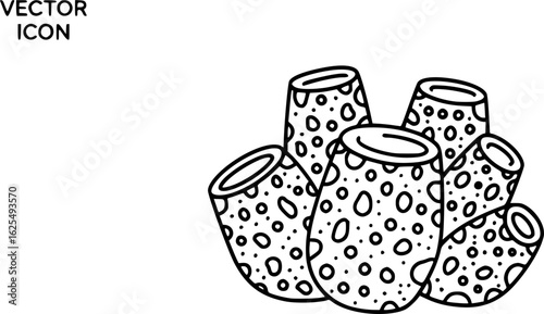 Fossil sponge porous structure outline vector
