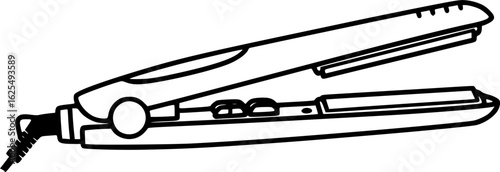 Hair straightener flat iron outline vector
