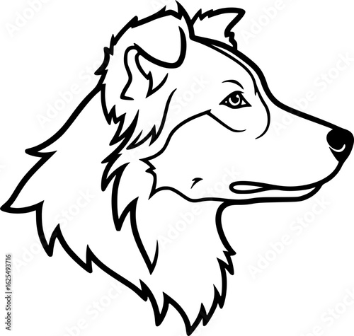 Border collie dog head side profile outline vector
