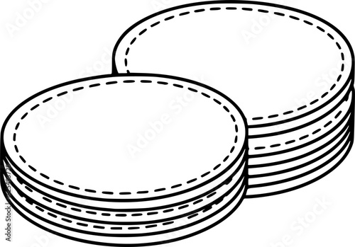 Cotton pads rounds stack outline vector
