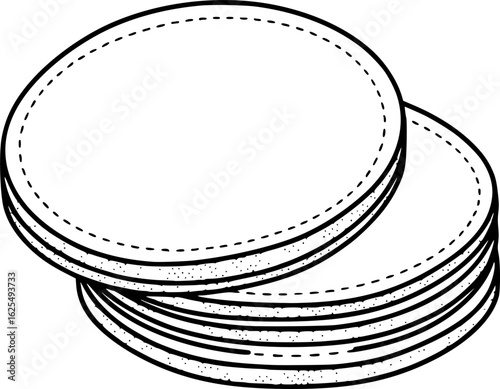 Cotton pads rounds stack outline vector

