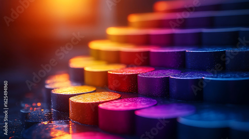 Abstract Colorful Cylinders in Gradient Pattern - Spectrum of Color and Light