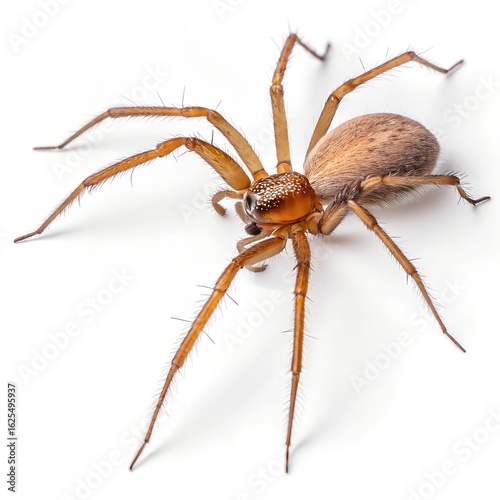 Brown Recluse Spider Macro Side View Isolated on White Background