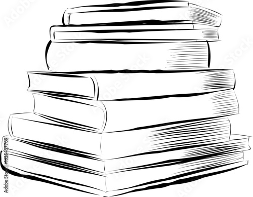 Cartoon vector illustration of a pile of books drawn in a playful style. Drawing for educational content, student promotions or school campaign visuals