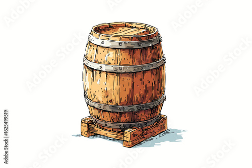 Wooden oak barrel isolated