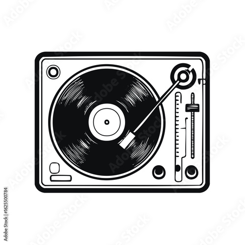 Vintage Turntable Record Player with Stylus and Fader