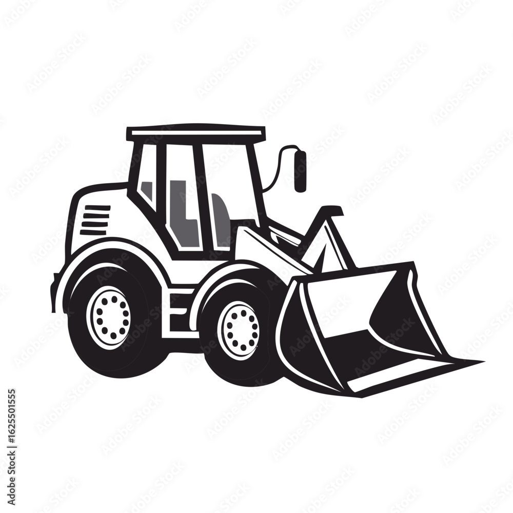 Naklejka premium Construction vehicle illustration, black and white design concept of the heavy equipment.