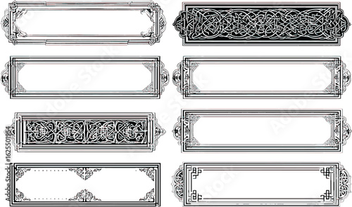  A set of rectangular borders with decorative patterns